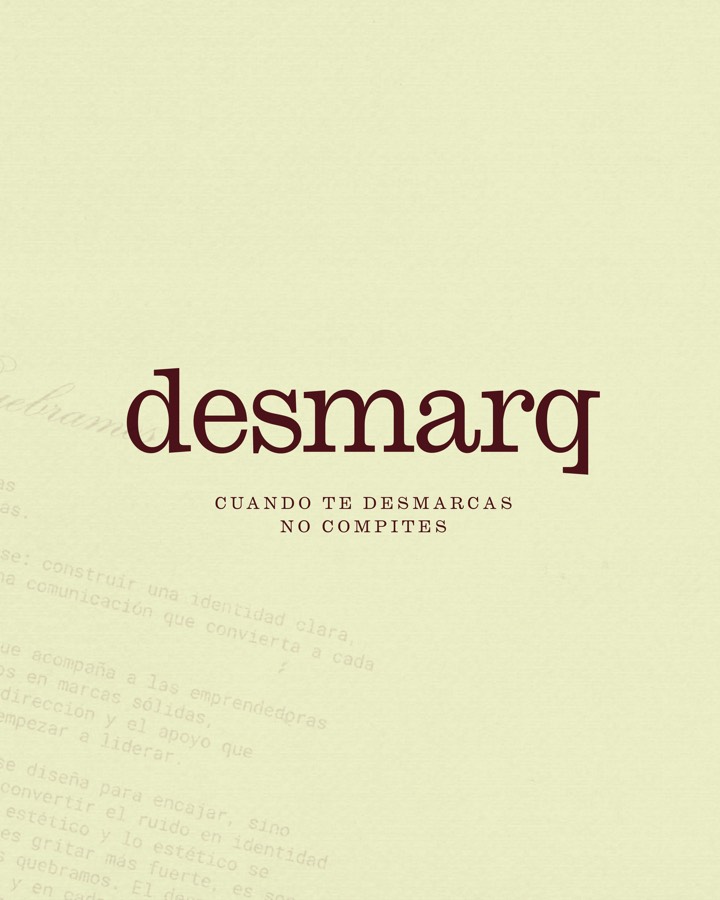 Pieza gráfica de Desmarq: cuando te desmarcas, no compites