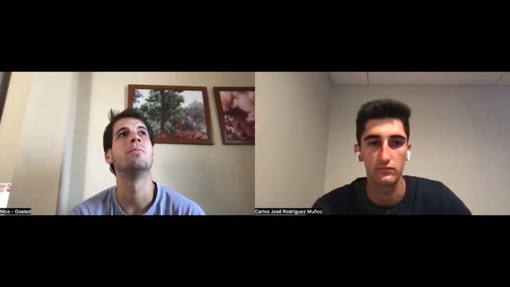 Videollamada de Nico, CEO de Goated, con Carlos Rodríguez de Desmarq contando el caso