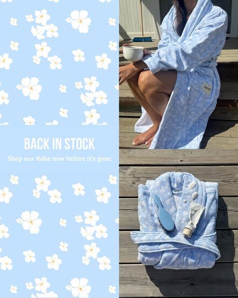 Collage de Djerf Avenue con estampado de flores y una bata azul: vuelve a estar disponible